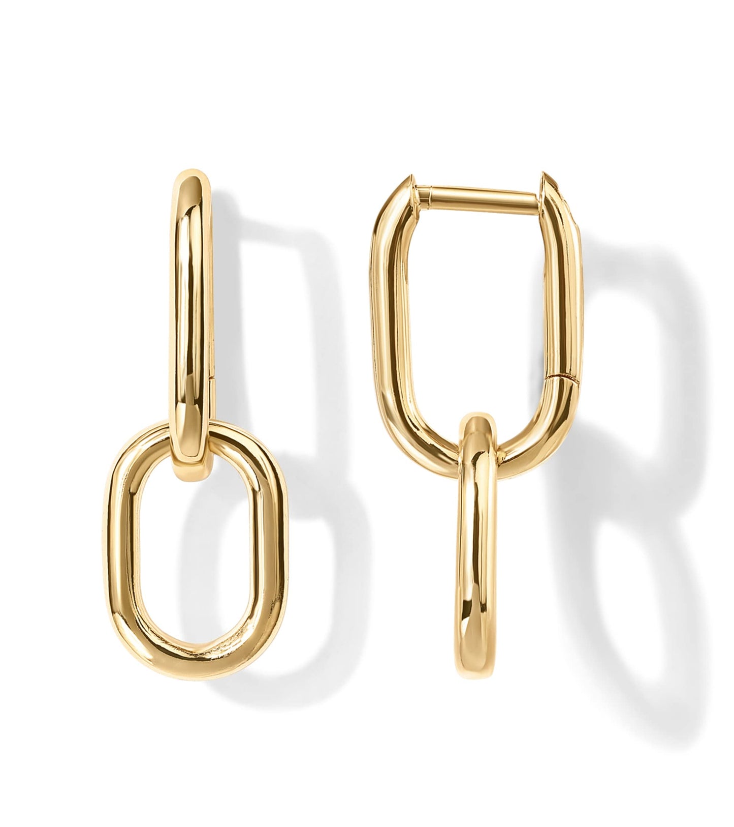 PAVOI 14K Yellow Gold Convertible Link Drop Earrings for Women - Paperclip Chain Dangle Earrings