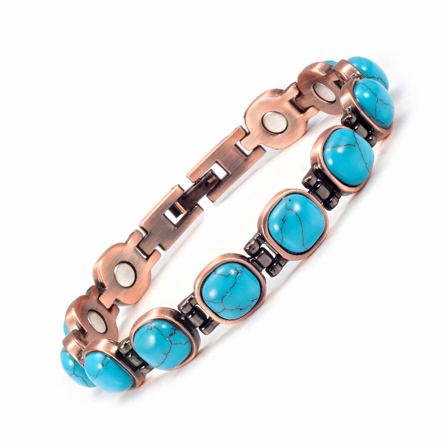 EnerMagiX Copper Bracelet for Women, Pure Copper Adjustable Blue Turquoise Bracelet Jewelry, Mother's Day Gift（0173）