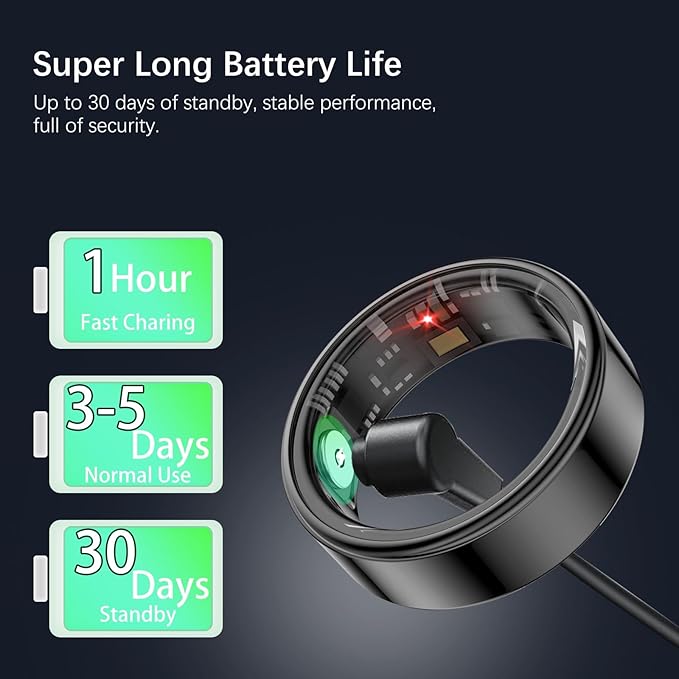 Smart Health Rings for Women Men, Fitness Tracker with Heart Rate, Blood Oxygen, HRV, Sleep Tracker, Step Tracker, No Subscription Fee, IP68 Waterproof Smart Ring for iphone & Android (Black 14#)