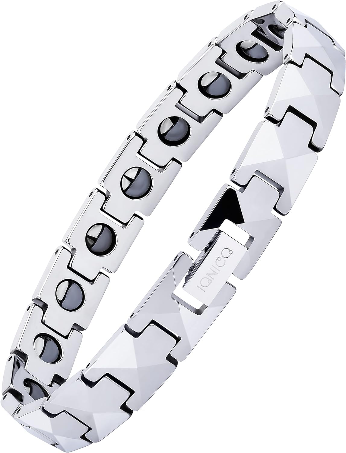 HOLVIST Magnetic Bracelet for Men and Women 4000 Gauss | Mens Magnetic Bracelets | Women Magnetic Bracelet| Comes with Adjustable Length, Sizing Tool and Gift Box (Silver)