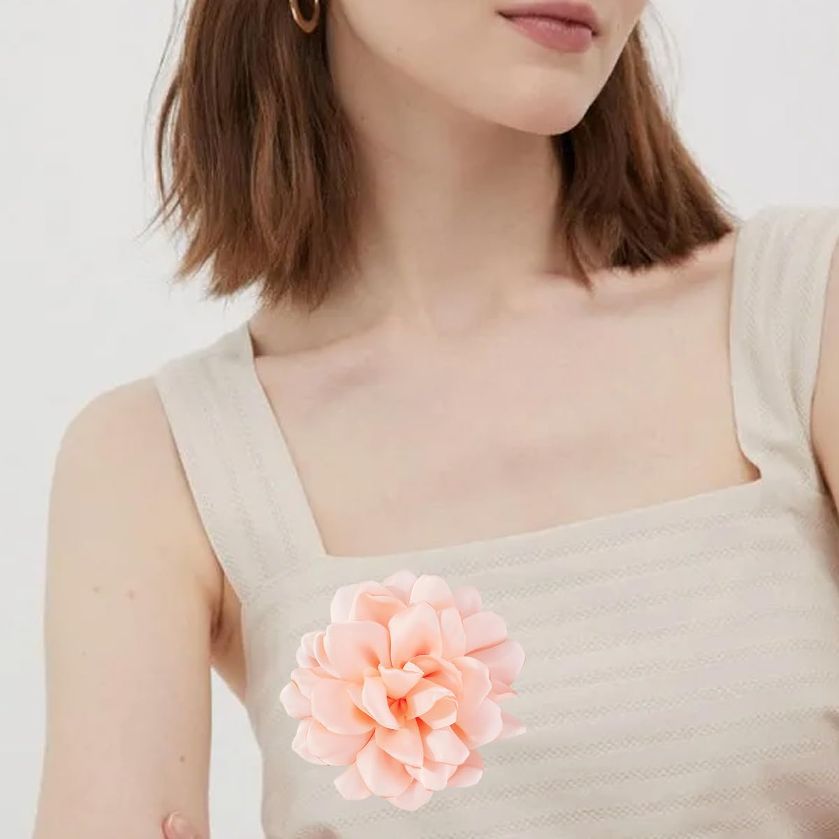 Elegant Large Cloth Flower Brooches Big Camellia Flower Pin for Women Dainty Cloth Fabric Rose Brooches Dress Skirt Scarf Hat Pins Clothing Decoration Accessories (Pink 2)