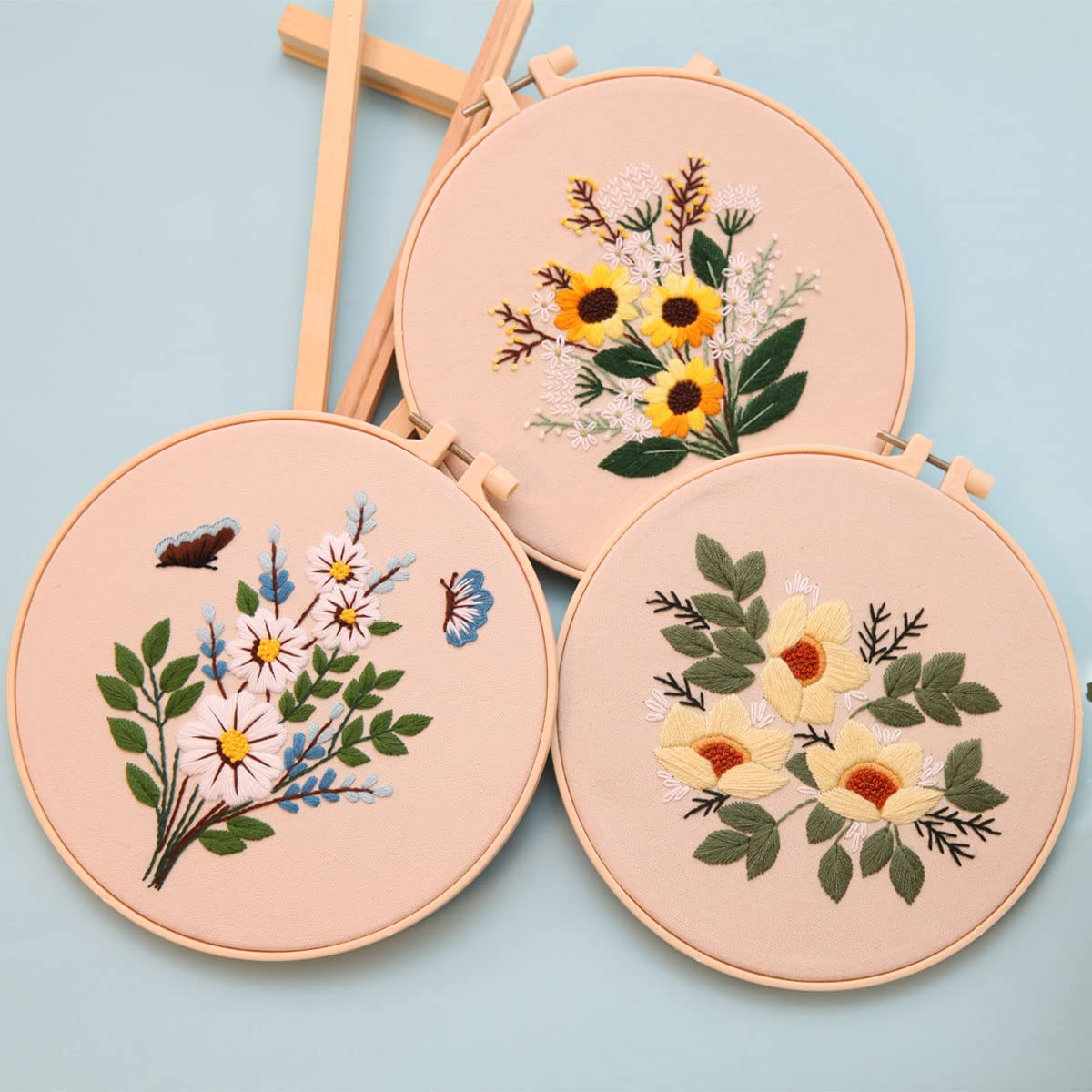 3 Set Embroidery Stitches Practice Kit, Embroidery Kit for Beginners with Embroidery Patterns, Beginner Embroidery Kit, Embroidery Kits for Adults, Hand Embroidery Kit, Embroidery Kit for Kids