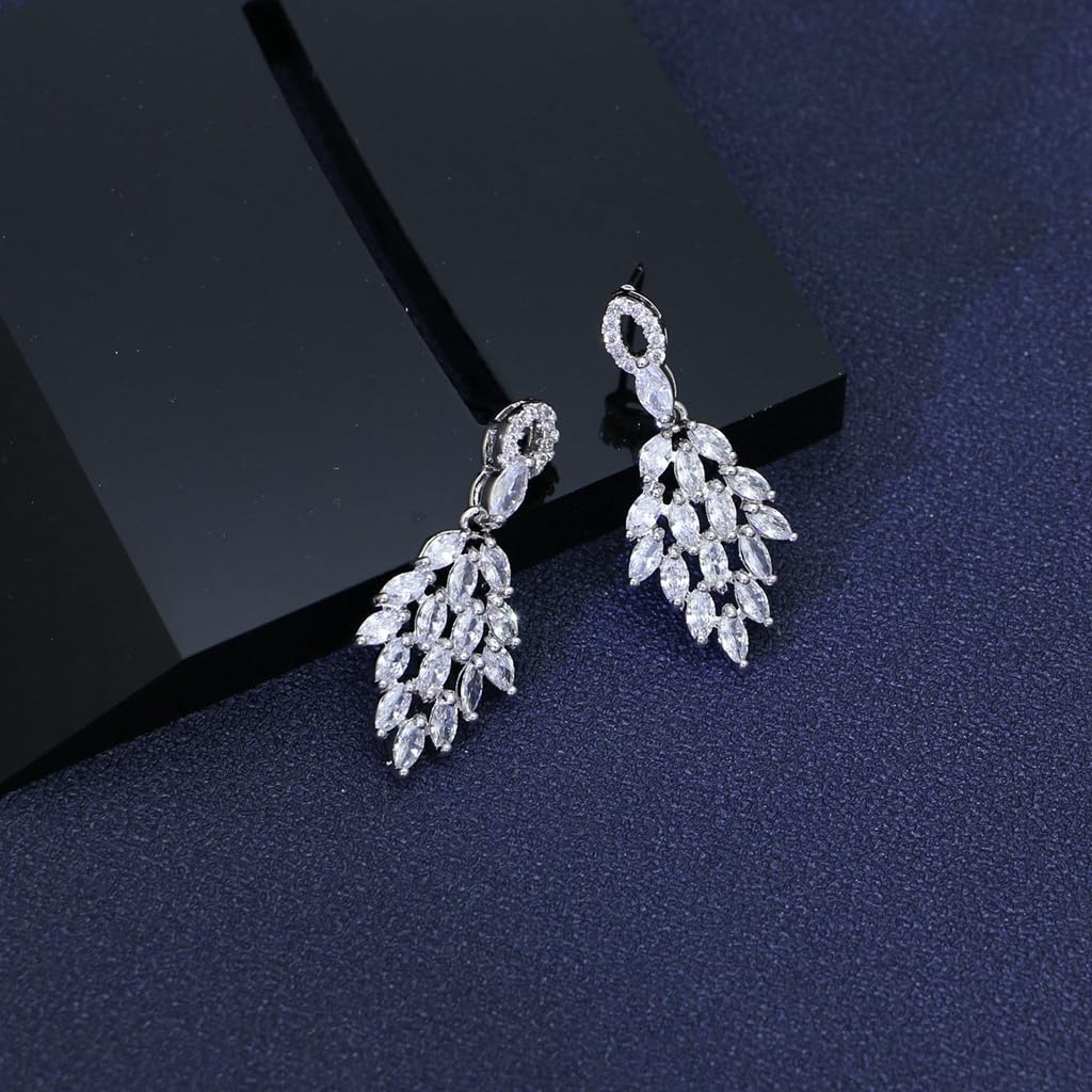 LMXXVJ Bridal Wedding Earrings for Brides Bridesmaides Teardrop Earrings for Women, Cubic Zirconia Drop and Dangle Earrings for Prom or Pageant,Jewelry…, Copper, created blue sapphire
