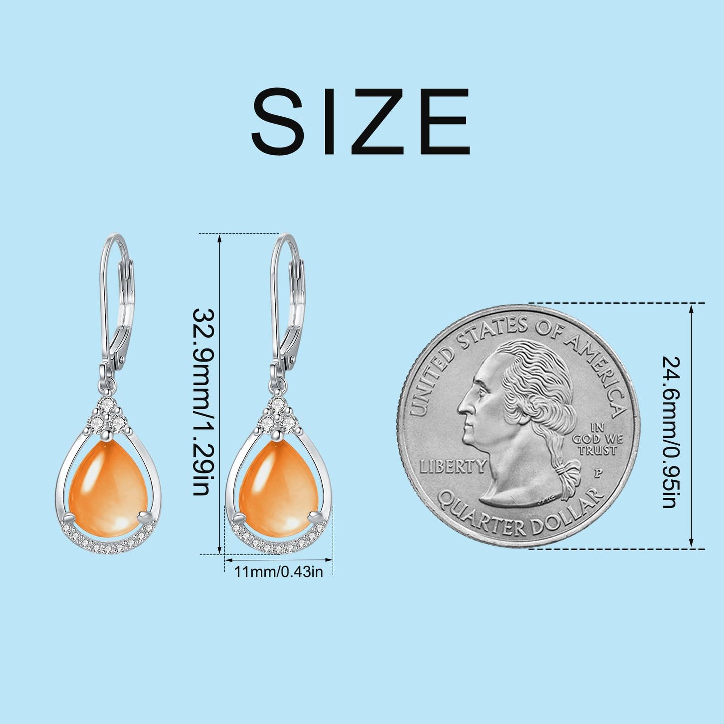 Orange Earrings Sterling Silver Opal Leverback Teardrop Dangles Earring Jewelry Christmas Gifts for Women
