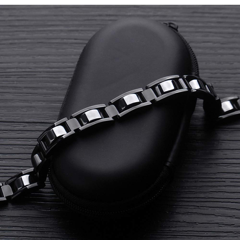 Feraco Mens Magnetic Bracelets, Classic Balck Titanium Stainless Steel Bracelets with Natural Hematite Magnet Stones,Men's Jewelry Gifts,8.66 inch