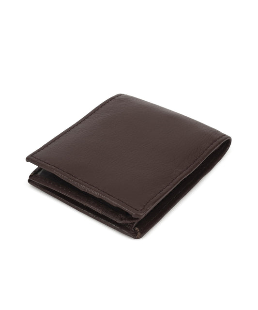Leatherboss Leather Boys Slim Compact Flap Id Coin Pocket Bifold Wallet with debit credit card holder, Dark Brown