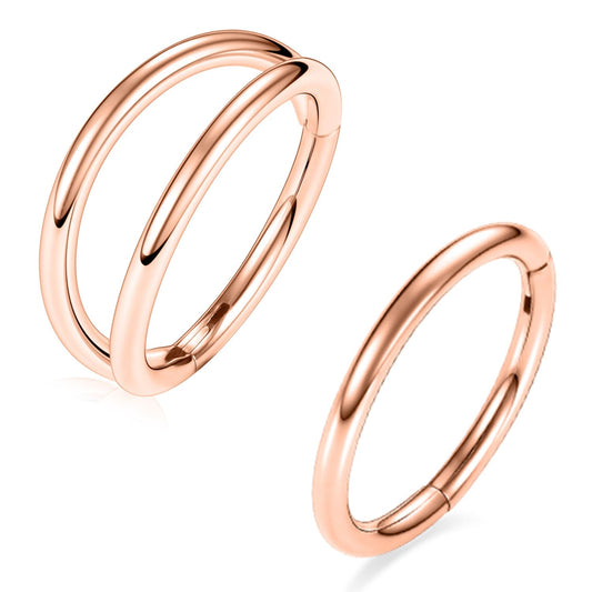 Septum Ring Septum Jewelry Seamless Septum Clicker Double Hoop Nose Rings 18 Gauge Nose Ring Hoop 18g Cartilage Earring Lip Rings 8mm Nose Hoop Surgical Steel Helix Earrings Rose Gold Nose Jewelry