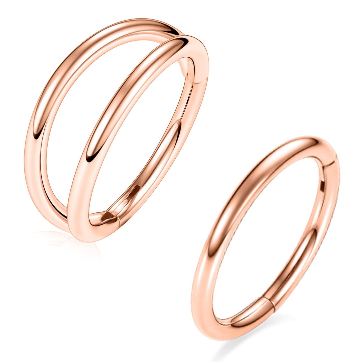 Nose Rings 14 Gauge Hoop Earrings For Women 14g Nose Hoop Rose Gold Septum Jewelry Surgical Steel Septum Ring Double Hoop Septum Clicker Lip Rings Helix Earring Conch Piercing Cartilage Earring 12mm