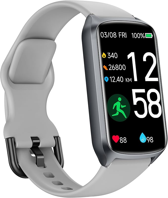Health Fitness Tracker with 24/7 Heart Rate, Blood Oxygen, Blood Pressure, Sleep Tracker, 5ATM Waterproof Activity Trackers with Step Tracker, Pedometer (S & L Bands Included)