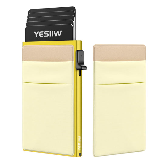 YESIIW Slim Card Holder Wallet for Women & Men - Minimalist Pop-up RFID Blocking Wallet - Anniversary & Birthday Gifts for Mom, Wife, Friend, Sister - Lemon Gold