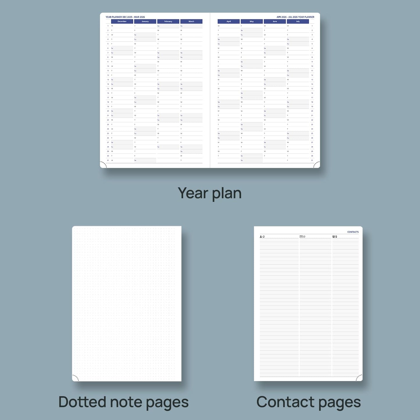 POPRUN Monthly Planner 2026-2027 (Large-8.25'' x 11.75''), 16 Months Calendar (Dec 2025-Mar 2027) Appointment Book with Stair Tabs, Inner Pockets, Pen Holder, PU Leather Softcover - Black
