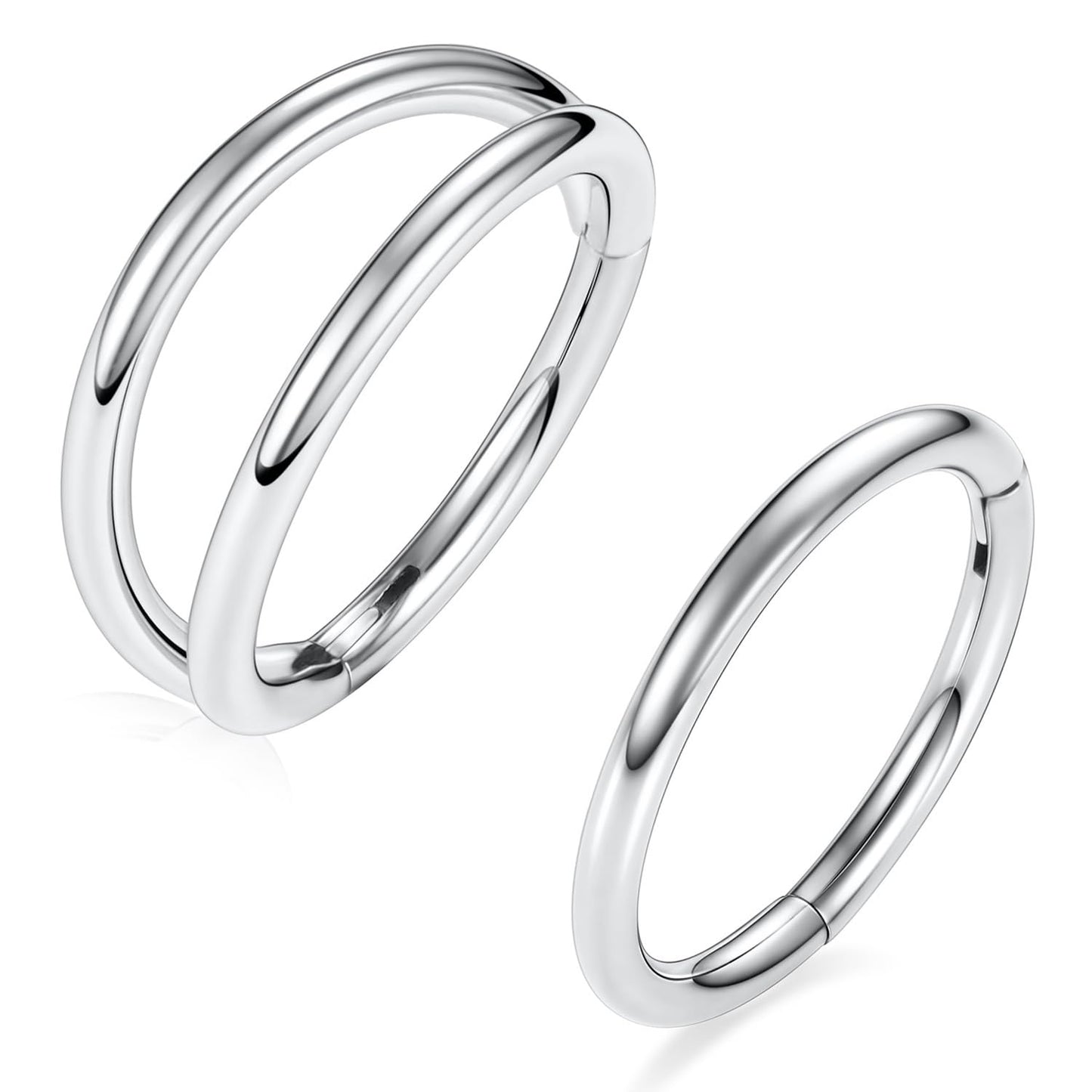 Septum Ring Septum Jewelry Seamless Septum Clicker Double Hoop Nose Rings 18 Gauge Nose Ring Hoop 18g Cartilage Earring Lip Rings 8mm Nose Hoop Surgical Steel Helix Earrings Silver Nose Jewelry