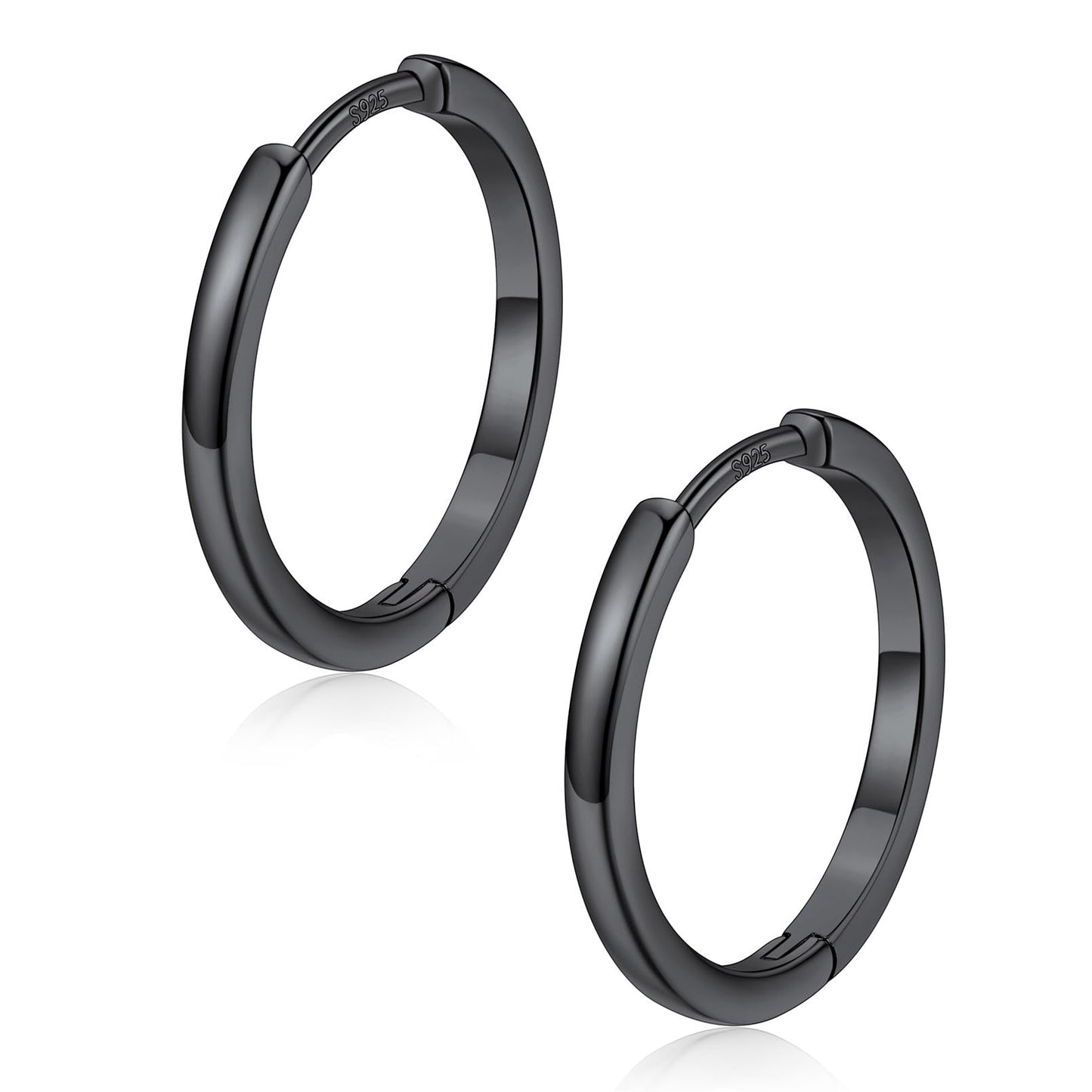FaithHeart Hoop Earrings for Women, Black Hypoallergenic Huggie Hoop Earrings, Small Cartilage Earrings for Women 16mm, Send Gift Box