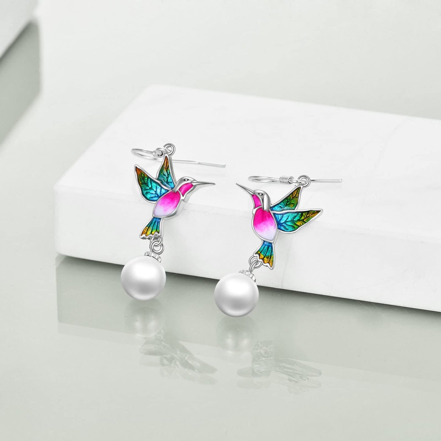 LUHE Pearl Earrings for Women Sterling Silver Celtic Pearl Earrings, Bee/Swan/Butterfly Pearl Earrings Valentine's Day Mother's Day Jewelry Gifts (Silver lapis lazuli earrings)