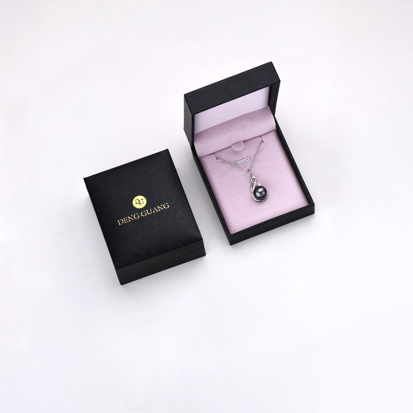 DENGGUANG Genuine Tahitian Black Pearl Necklace for Women, Sterling Silver Infinity Pearl Pendant Necklaces with Moissanite, Anniversary Birthday Mothers Day Jewelry Gifts for Mom Wife