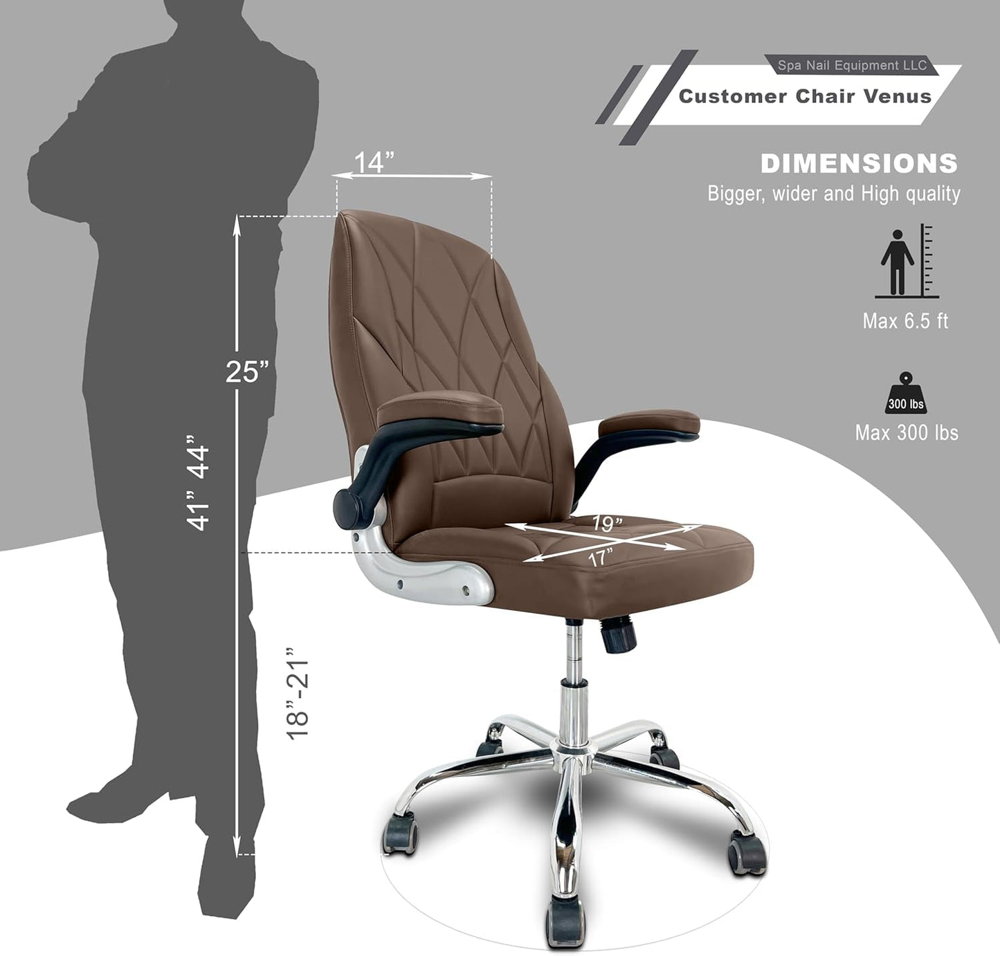 Venus Manicure Table Fan and Chair Set – Modern LED Nail Station Desk with Technician & Customer Chair, Ergonomic Design, Black & White Finish (Grey, Choco)