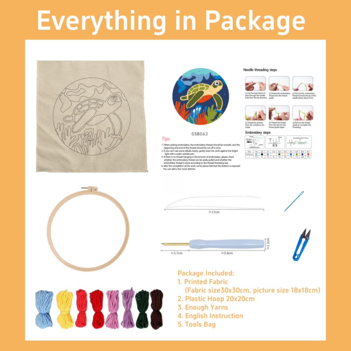DIY Punch Needle Kits Cute Highland Cow in Sunflowers Easy for Beginners Punch Needle Embroidery Set for Craft Lovers with Printed Pattern and Hoop for Home Decor 20x20cm-11