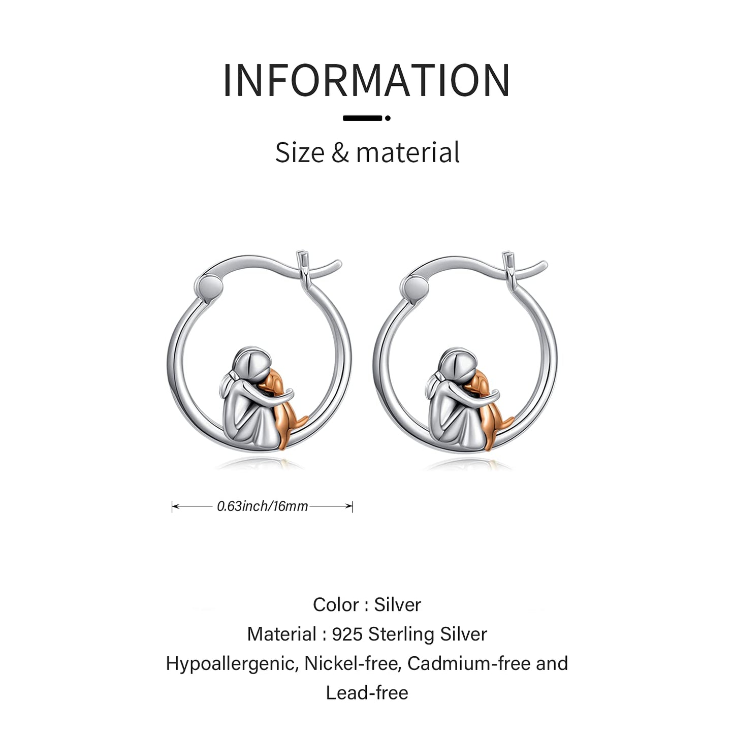 Dog Earrings for Women 925 Sterling Silver Cute Pet Hoop Earrings Hypoallergenic Puppy Jewelry Graduation Gifts for Daughter Her Dog Lovers