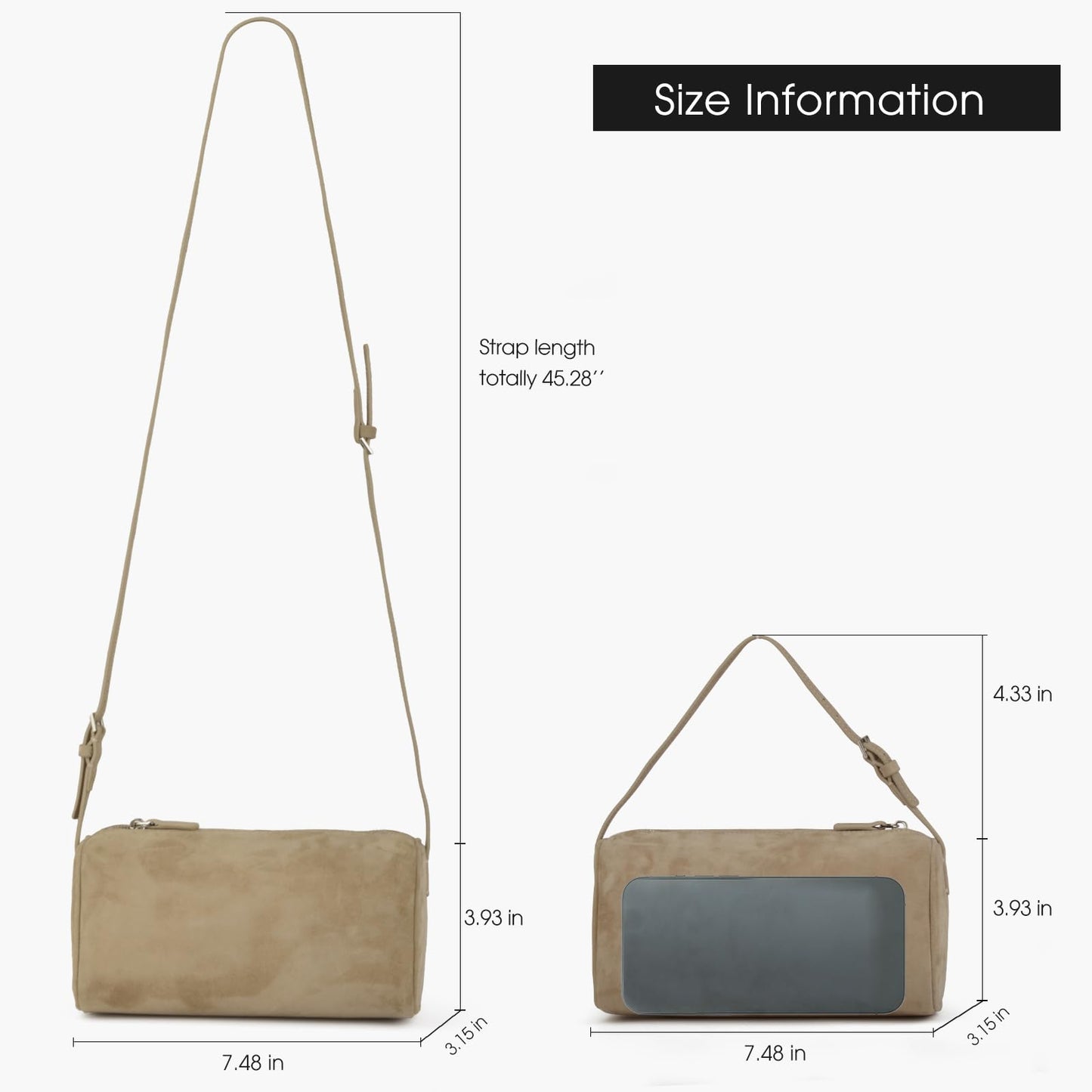 DONNAIN Premium Suede Leather Crossbody Purses for Women, Small Shoulder Bag with Adjustable Strap and Crossbody Hobo Bag (Beige)