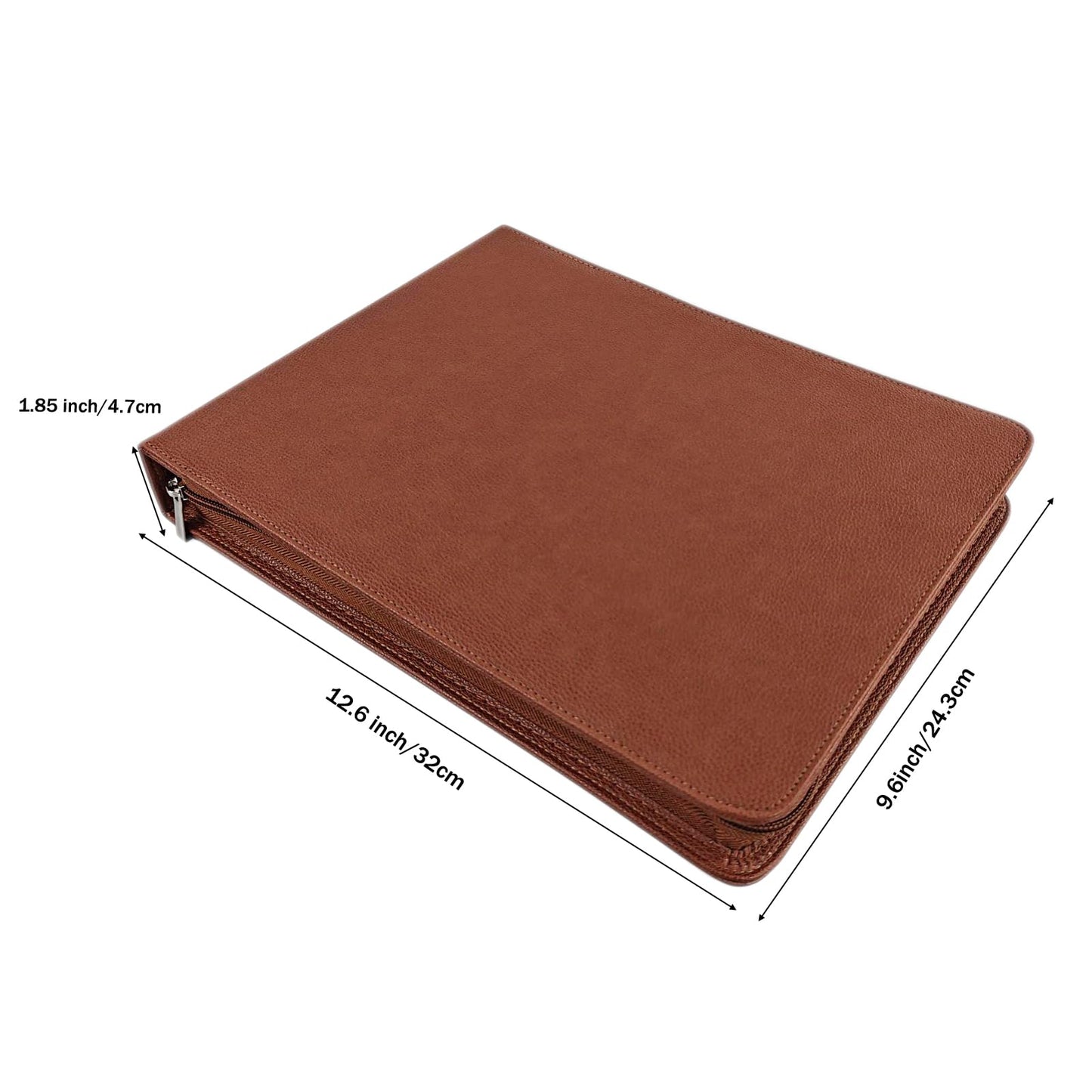 LLi Cufite 3 Rings Check Binder for End-Stub Deskbook Checks, Zipper Business Check Binder, 3 on a Page, Fit 3 & 9 Holes Check Faux Leather (Brown)