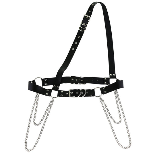 eYLun Women's Waist Belt Punk Rock Leather Body Straps Harness Belt Adjustable Rock Chain Leather Belt Black