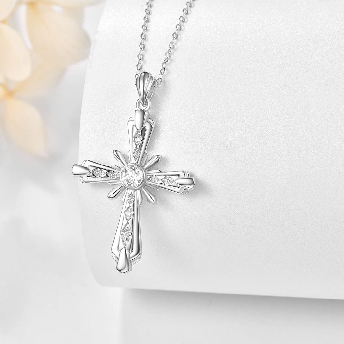 Dreamboat Sterling Silver Cross Necklace for Womens Cross Pendant Crucifix Necklace Faith Christian Jewelry Confirmation Religious Gifts for Mom