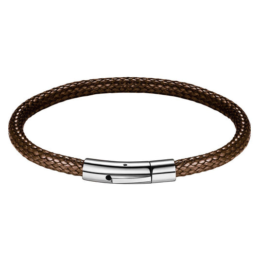 FOCALOOK Braided Leather Bracelet,Brown Hand Chain Leather Cord Rope Bracelet for Grandson 7inch(18cm)