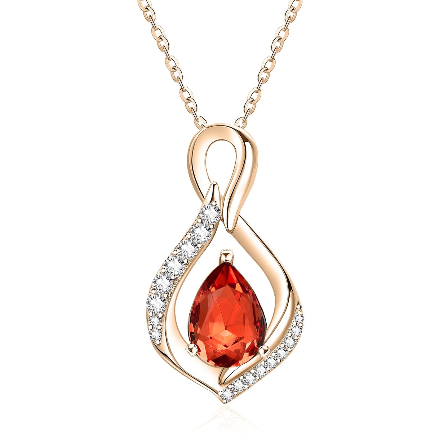 JIYVY32 Created Ruby Infinity Necklace for Women July Birthstone Necklaces Rose Gold Plating Anniversary Birthday Gifts for Wife Her Mom Girlfriend Birthstone Jewelry Gifts for Women