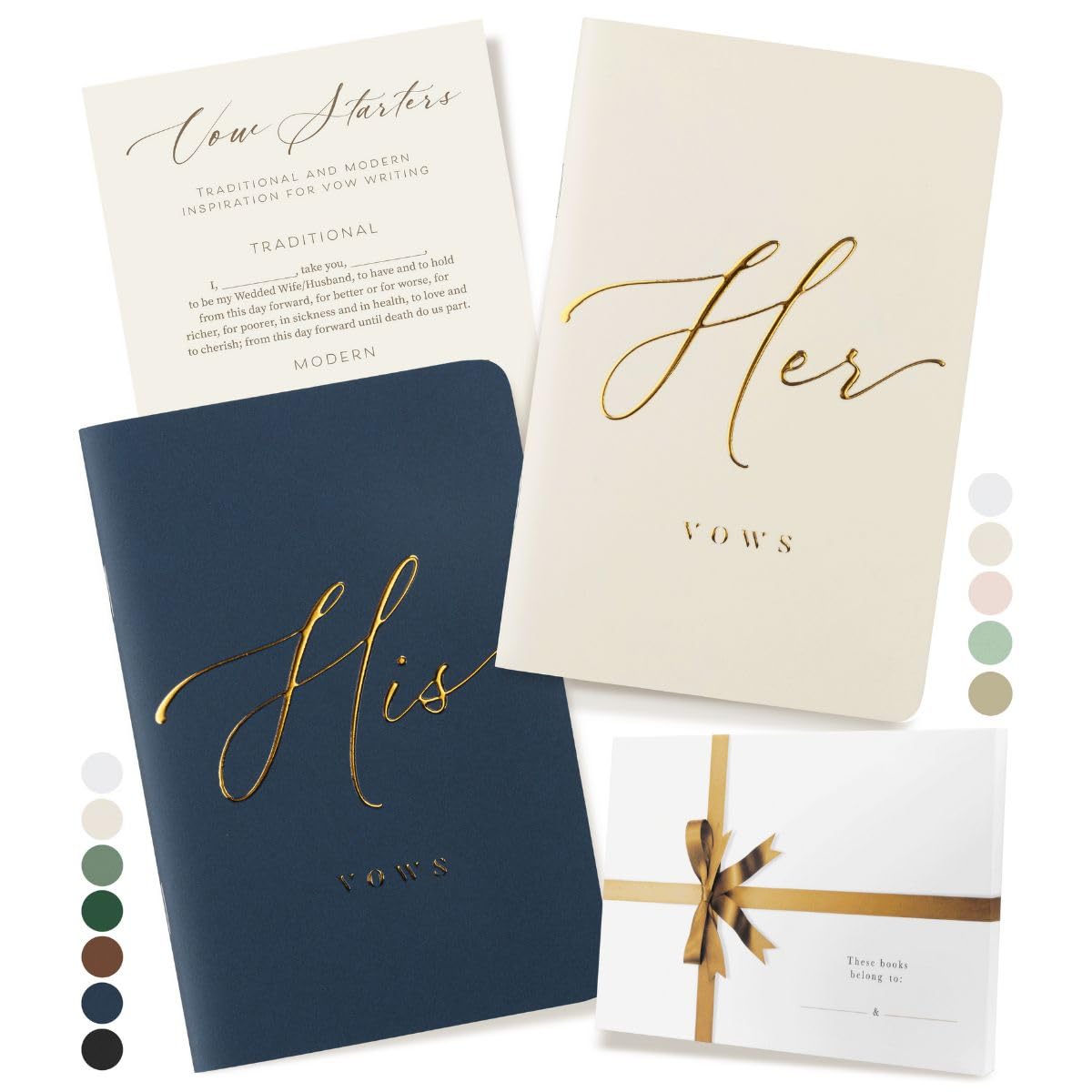 ARTESORI Premium Wedding Vow Book for Her & Him, Soft Touch, Gold Foil, 28 Lined Pages, Wedding Vow Books His and Hers, Wedding Essentials, Wedding Registry Ideas, His and Hers Gifts [Ivory & Navy]