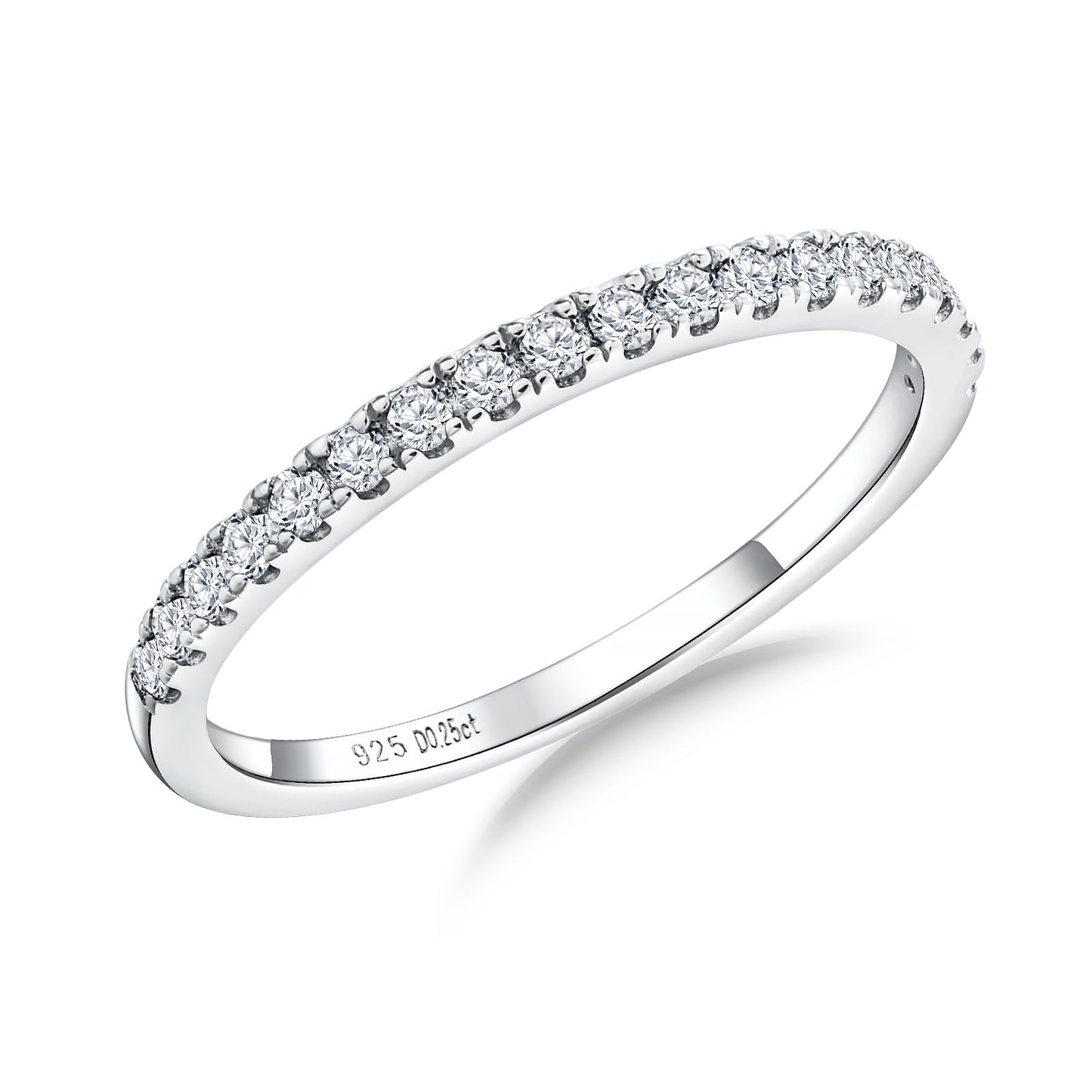 AGRULE Moissanite Eternity Band Ring 0.25 Cttw 14k White Gold Plated Sterling Silver Bezel Set Anniversary Ring 1.4mm Wide Wedding Band for Men Women, Size 8