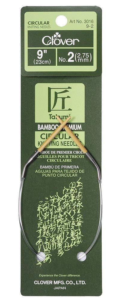 CLOVER Bamboo Circular Knitting Needles Takumi, 9-Inch Size 2 - 407857