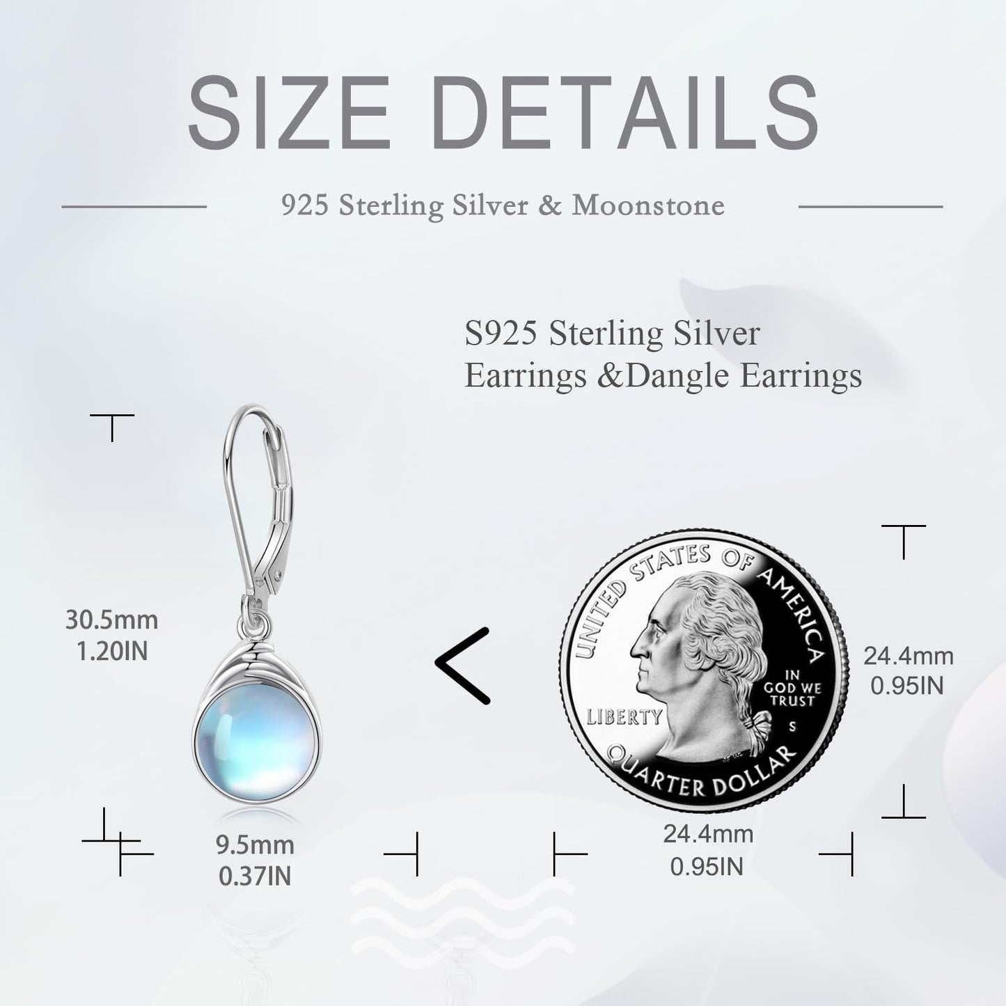 POPLYKE Moonstone Earrings Dangle for Women 925 Sterling Silver Leverback Earrings Teardrop Moonstone Jewelry Christmas Birthday