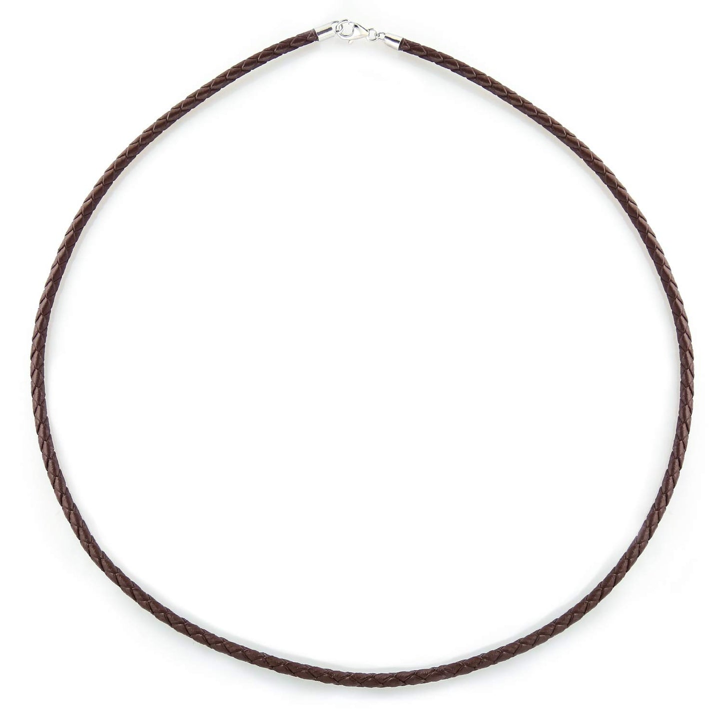 Bling Jewelry Brown Genuine Leather Braided Weave Necklace Pendant Cord For Women Men Teen .925 Silver Lobster Claw Clasp 24 Inch