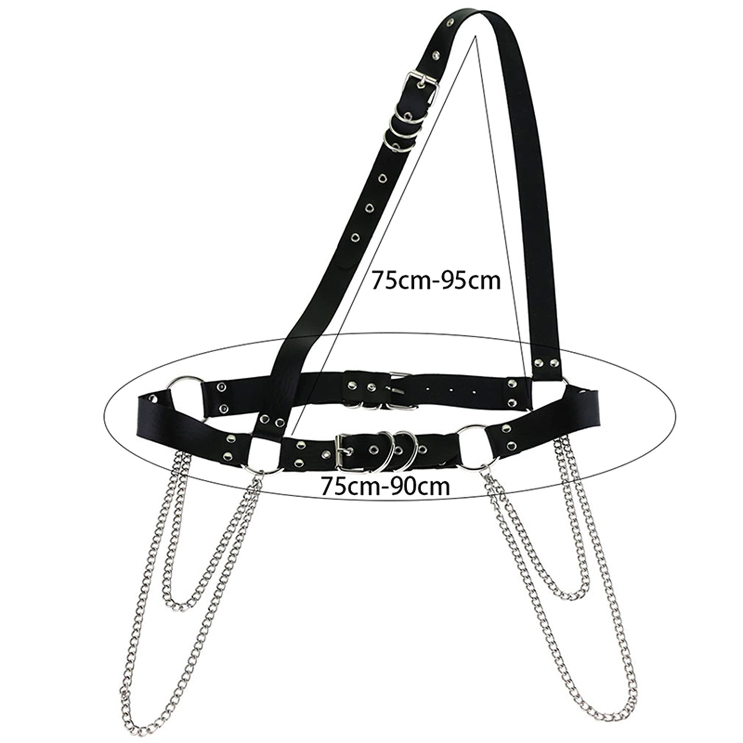 Women's Leather Waist Belt Punk Rock Leather Body Rock Chain Straps Harness Belt Adjustable Pink