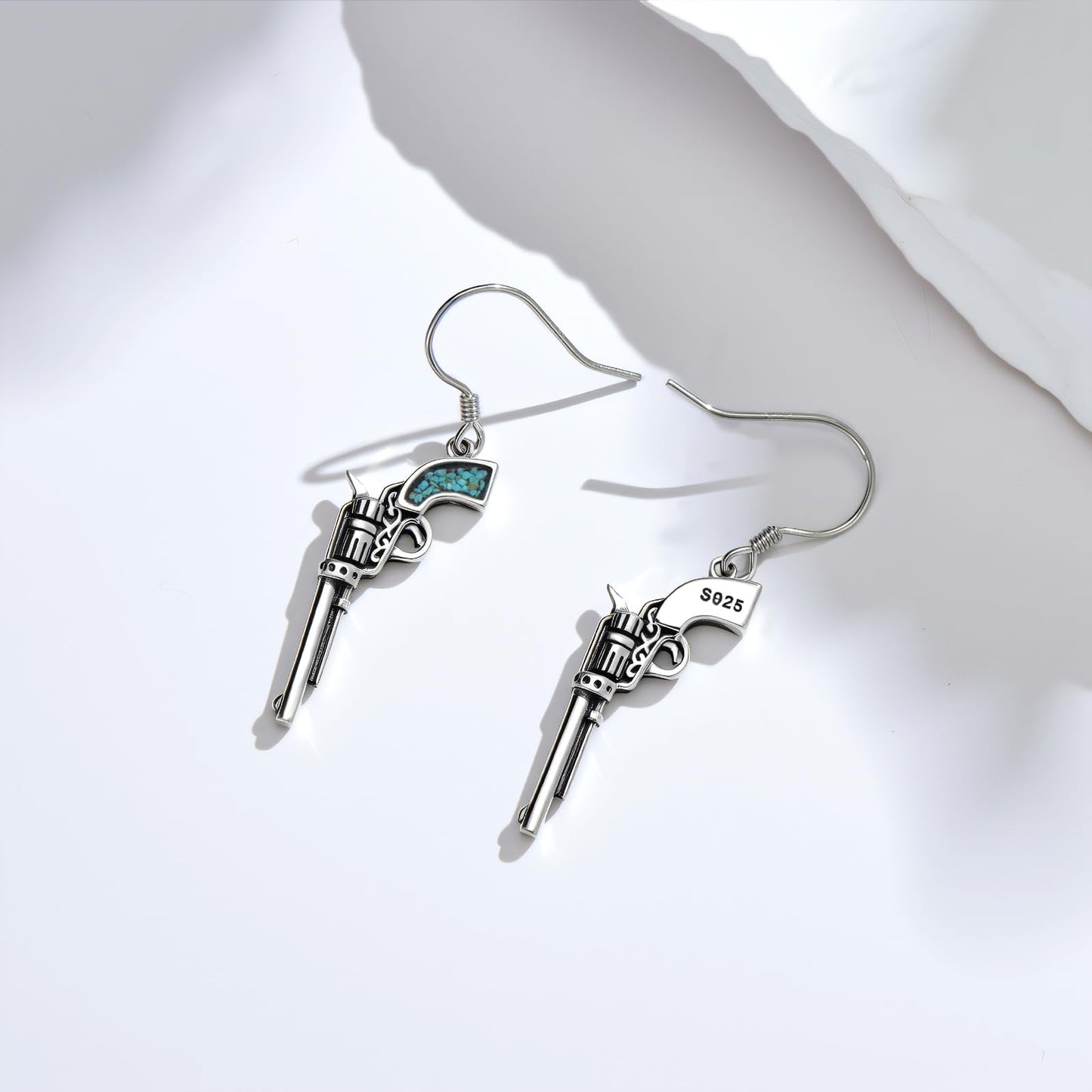 KoyeKei Western Gun Earrings for Women 925 Sterling Silver Pistol Dangle Drop Earrings Turquoise Country Cowboy Carter Jewelry Graduation Gifts for Mom Cowgirl Cowboy