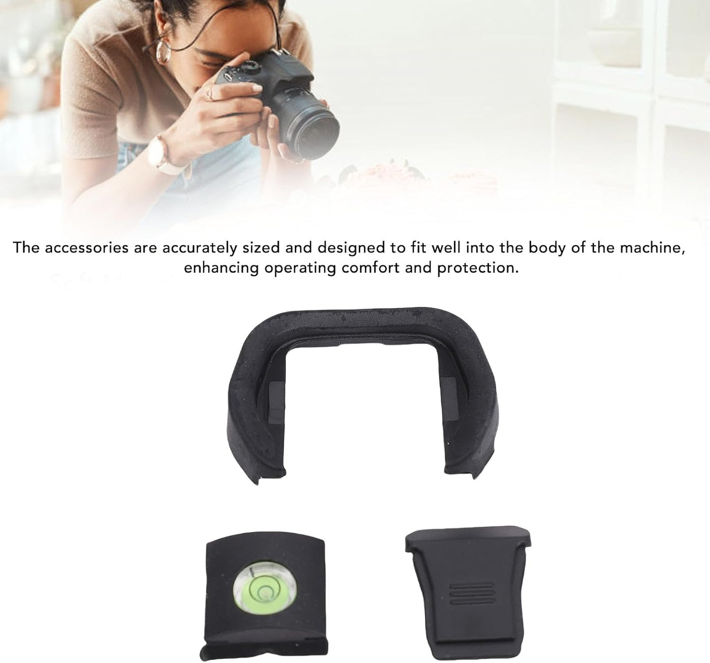 R5 R6, Pomya Camera Eyecup Viewfinder & Hot Shoe Cover Cap with Bubble Spirit Level Kit - Compatible with Soft Silicone