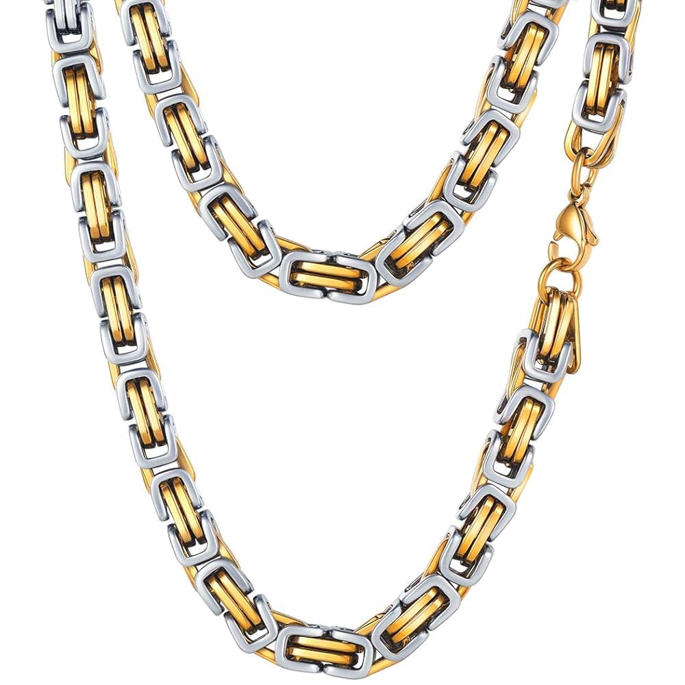 PROSTEEL Byzantine Chain Necklace For Men Long Chains Necklaces