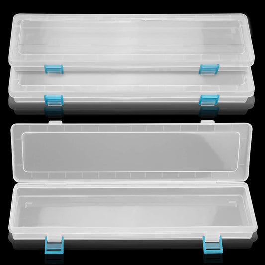 FIREBOOMOON 3 Pack Translucent Plastic Paint Brush Holder, Long Paint Brushes Watercolor Pens Pencils Drawing Tools Storage Box Container Case(13" x 2.8" x 1.4")