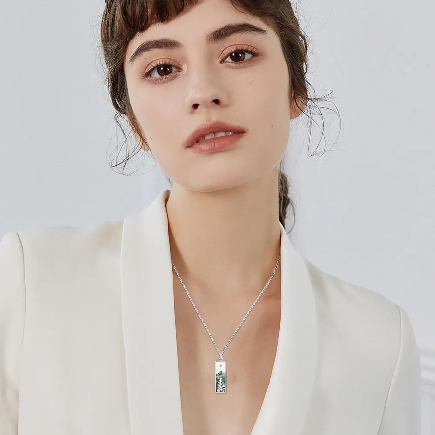 Suiknsn Mountain Necklace 925 Sterling Silver Faith Mustard Seed Necklace Outdoor Mountain Pendant Necklace Hiking Jewelry Graduation Gifts for Women Girlfriend