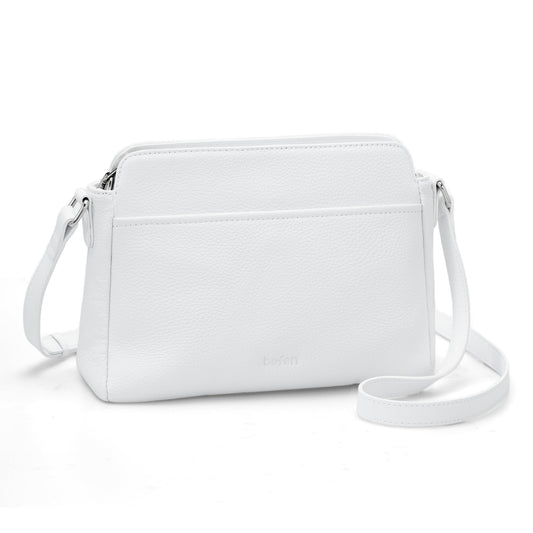 befen Small White Purses for Women Genuine Leather Crossbody Bags with RFID Blocking Anti Theft Travel Cross Body Hangbags 2026 Spring Summer Purse