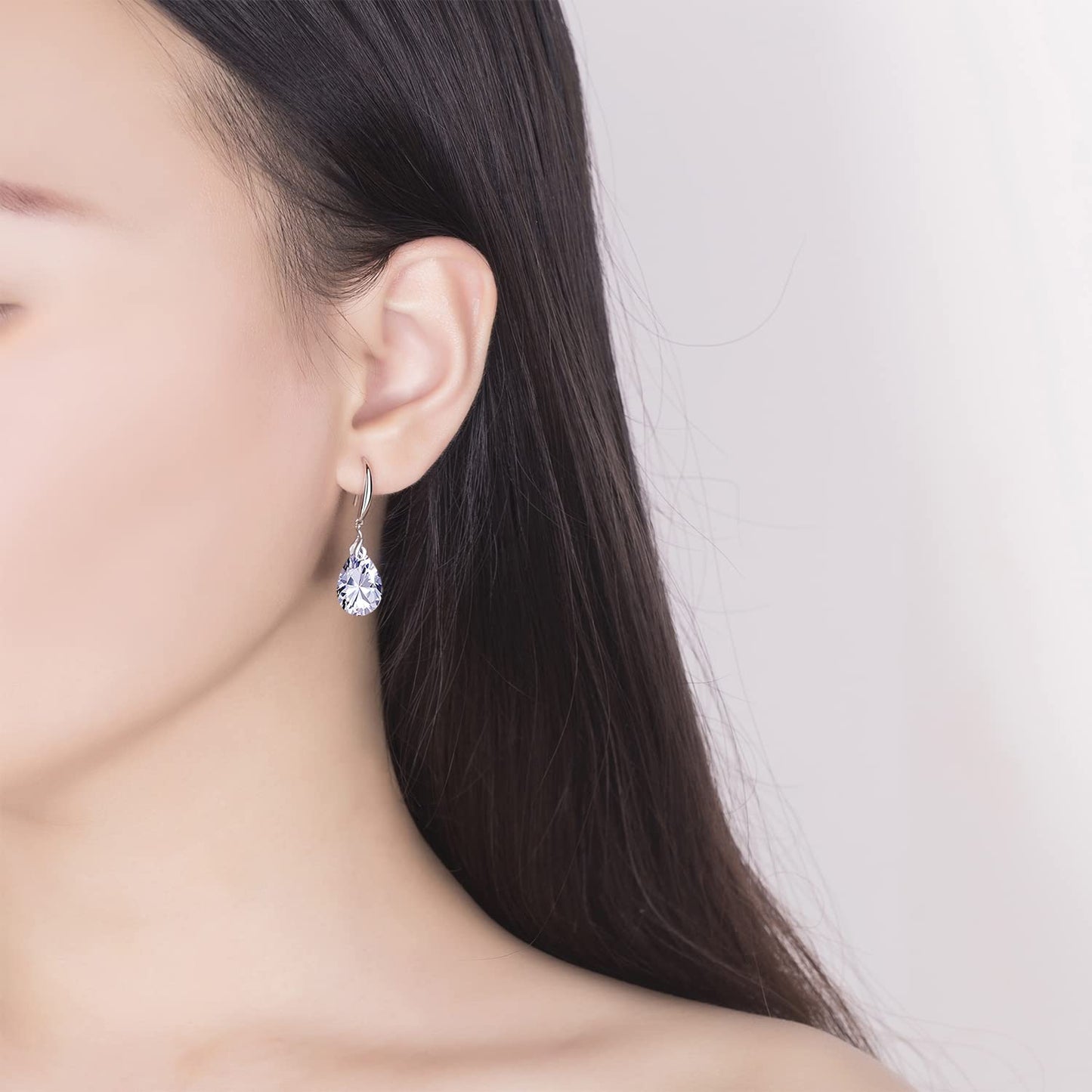 ML S925 Sterling Silver 12mm Naked Drill Crystal Earrings For Women (Earrings White color)