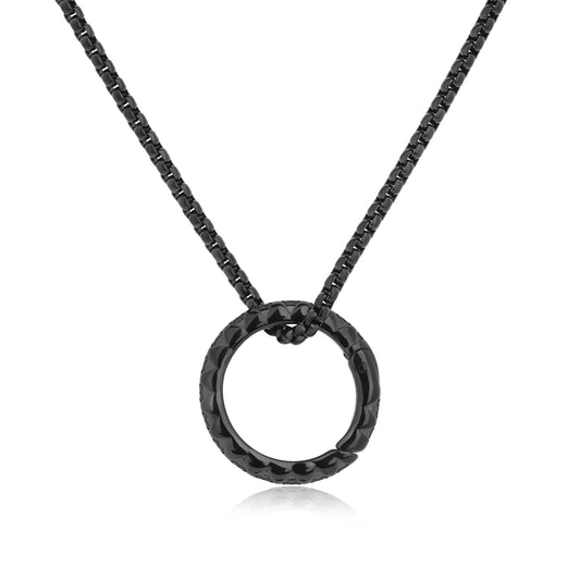 GAVU Black Ring Keeper Necklace for Men, Stainless Steel Ring Holer Necklace 24"