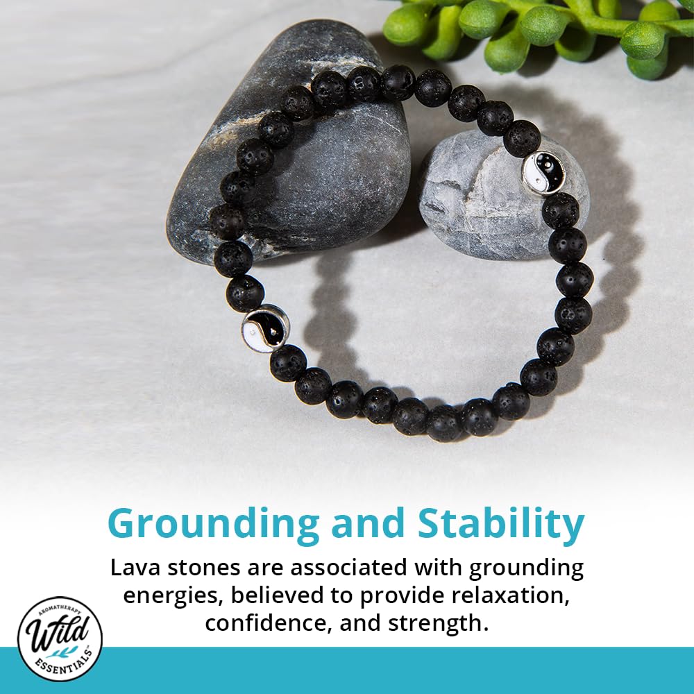 Wild Essentials Triple Band Namaste Lava Stone Essential Oil Diffuser Wrap Bracelet, Expands to Any Size, Aromatherapy Jewelry Gift Set and 100% Pure Oils (Lavender, Lemongrass, Orange, Peppermint)