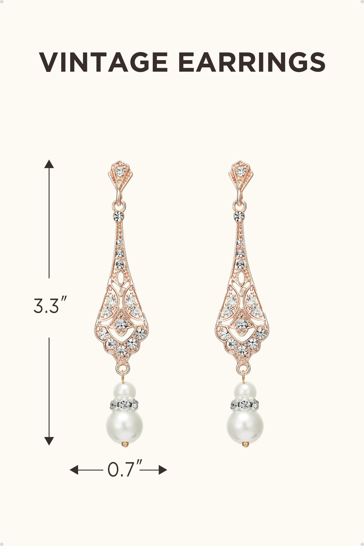 BABEYOND 1920s Vintage Wedding Pearl Dangle Drop Earrings Art Deco Gatsby Earrings (Style 5-Rose Gold)