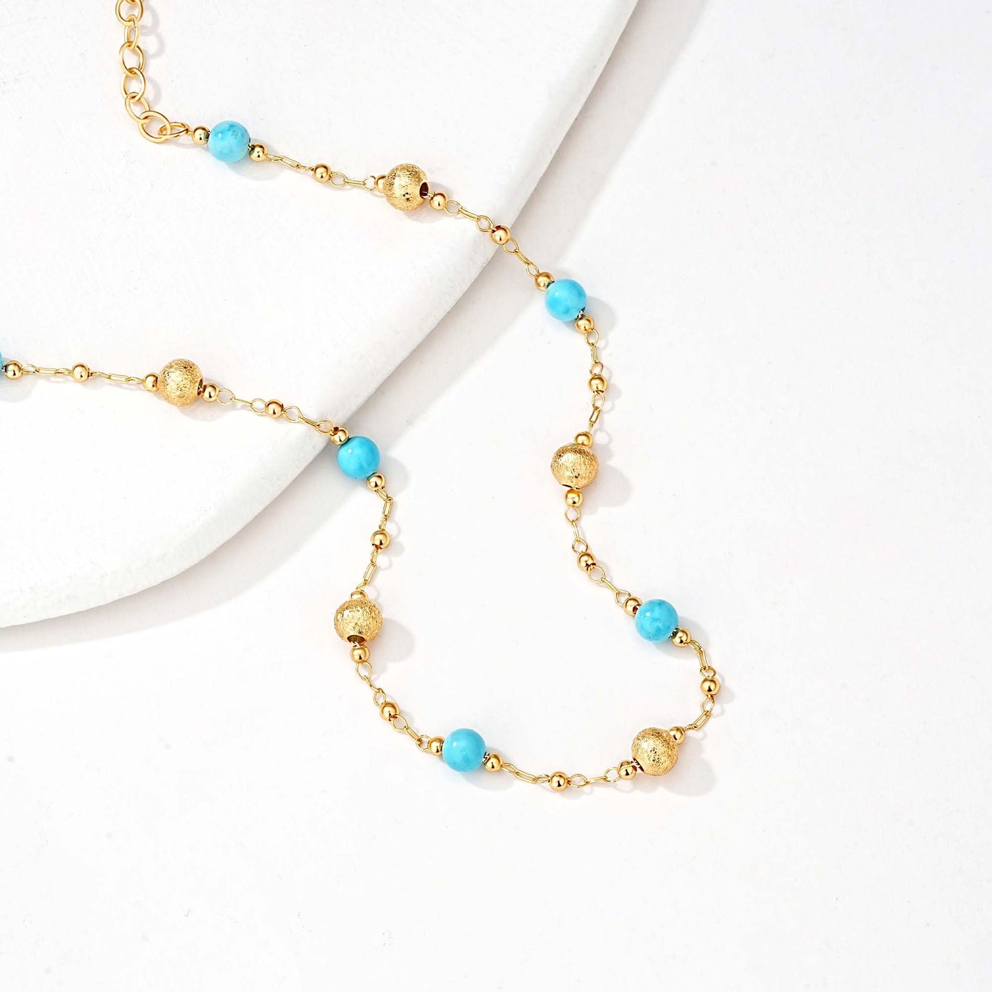 MTMY Gold Anklets for Women 14K Gold Plated Tiny Bead Anklet Green Rose Colorful Cubic Zirconia Tassel Foot Chain Dainty Adjustable Cute Summer Beach Boho Anklets Jewelry(turquoise ball)