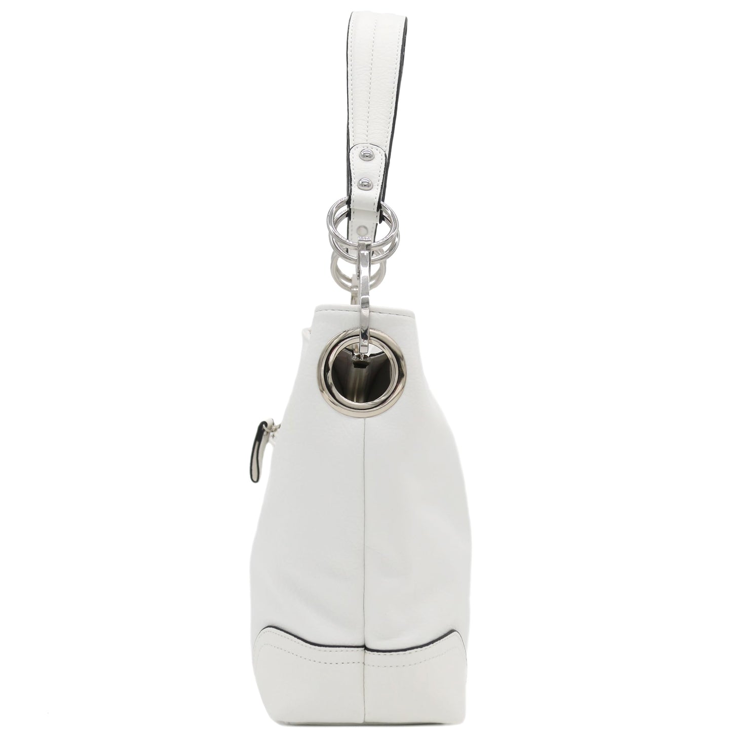 Hobo Shoulder Bag with Big Snap Hook Hardware (White)