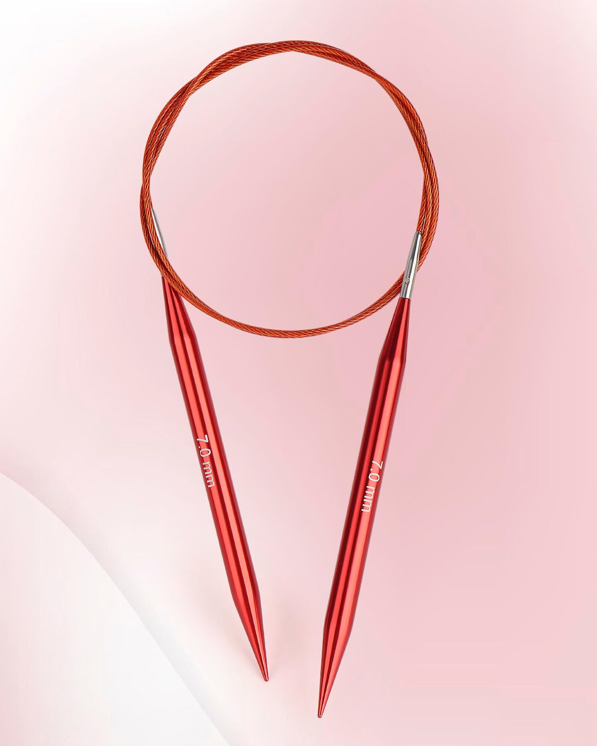 Interchangeable Knitting Needle Set with Circular Cable for Crafters, 13 Circular Knitting Needles with 4 Cable, 3-10 mm Aluminum Knitting Needles for Beginner, DIY Crafts, Red Needle Set