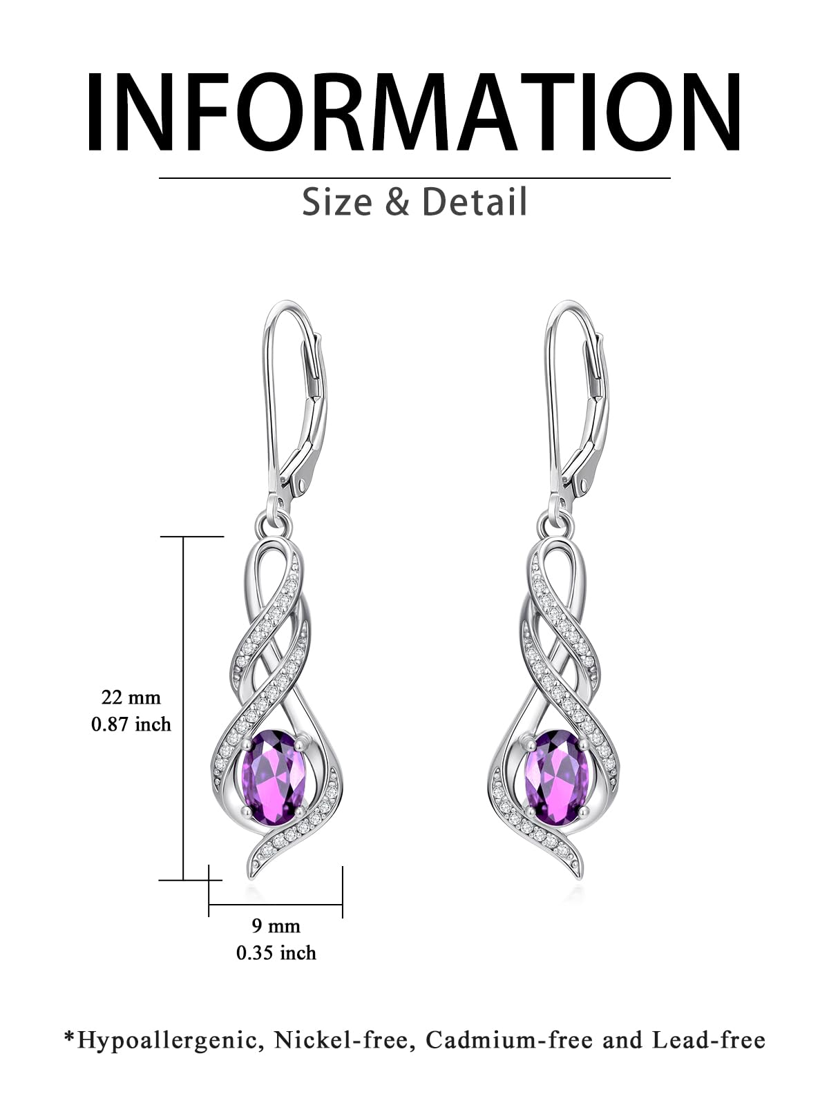 POIUY Birthday Gifts for Women Alexandrite June Birthstone Infinity Leverback Dangle Earrings Hypoallergenic Drop Earrings Love Jewelry Anniversary Christmas Wedding Gift for Mom Wife Sister Daughter Girlfriend