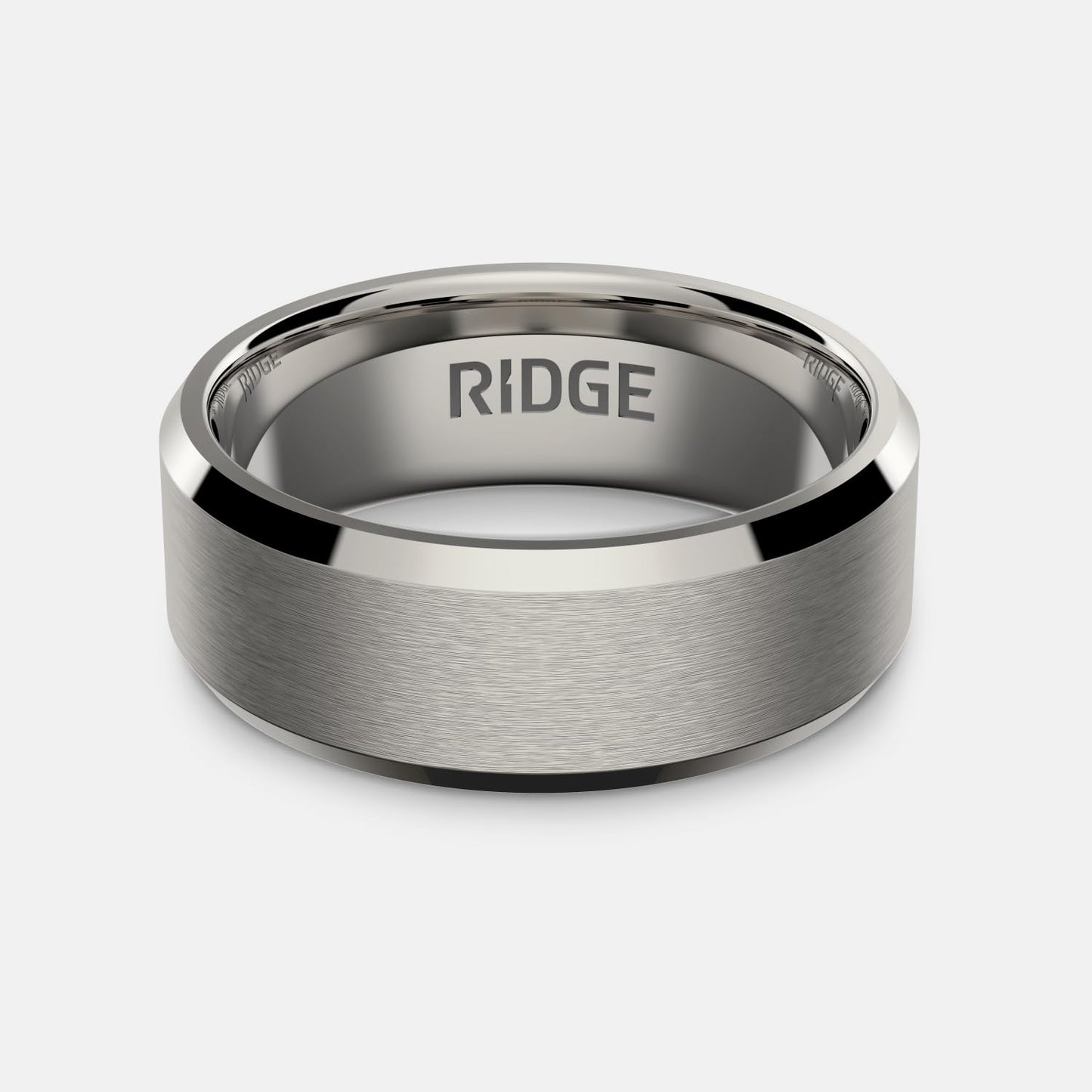 Ridge Beveled Ring Set 8mm - Platinum - 10