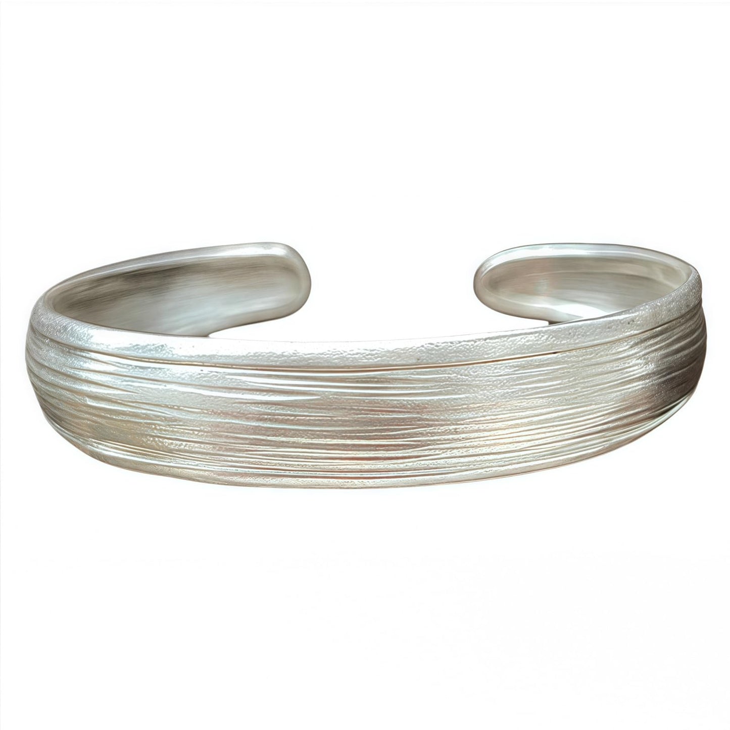 Handmade 925 Sterling Silver Bracelet for Women, Chunky Wide Frosted Bangle Bracelets for Men Trendy Open Adjustable Wrist Cuff Bracelets for Party Daily Wear Minimalist Jewelry for Birthday Christmas
